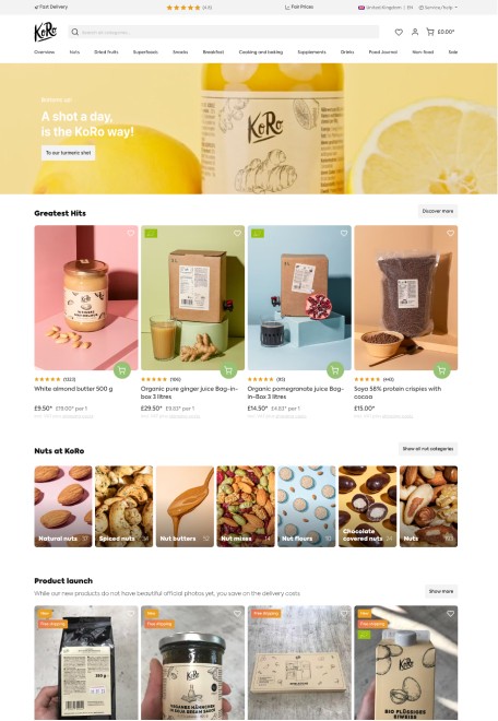 Koro online shop, selling food